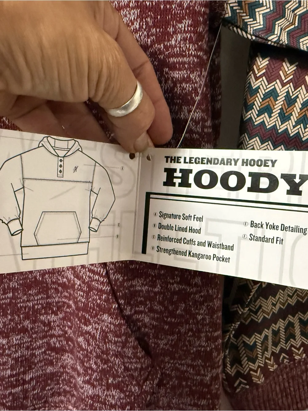 Hooey Youth Large Maroon Jimmy Aztec Knit Pullover Hoodie 0165